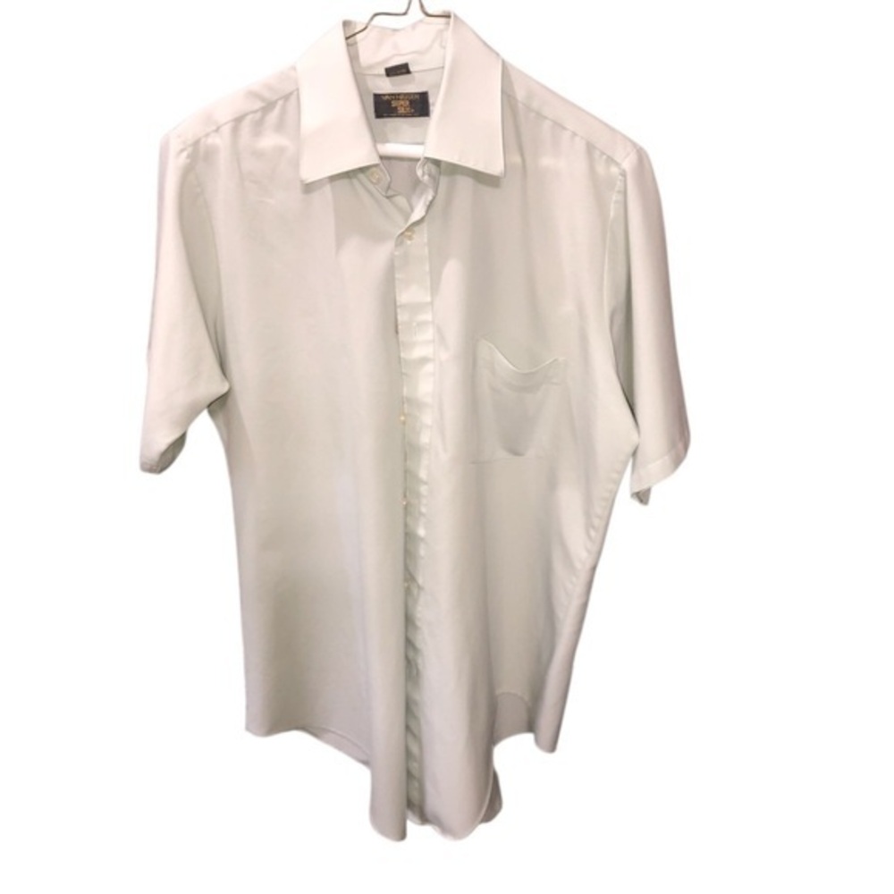 VAN HEUSAN SUPER SILK SAGE GREEN HALF SLEEVE SHIRT 15 1/2